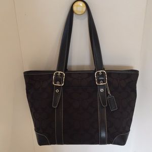 Coach Hampton signature fabric and leather tote